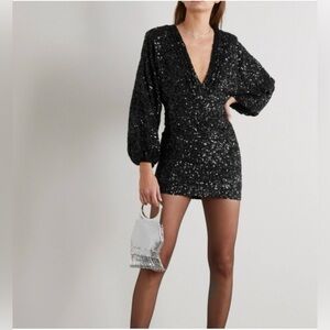Retrofete Aubrielle Sequined Black Mini Cocktail Dress
